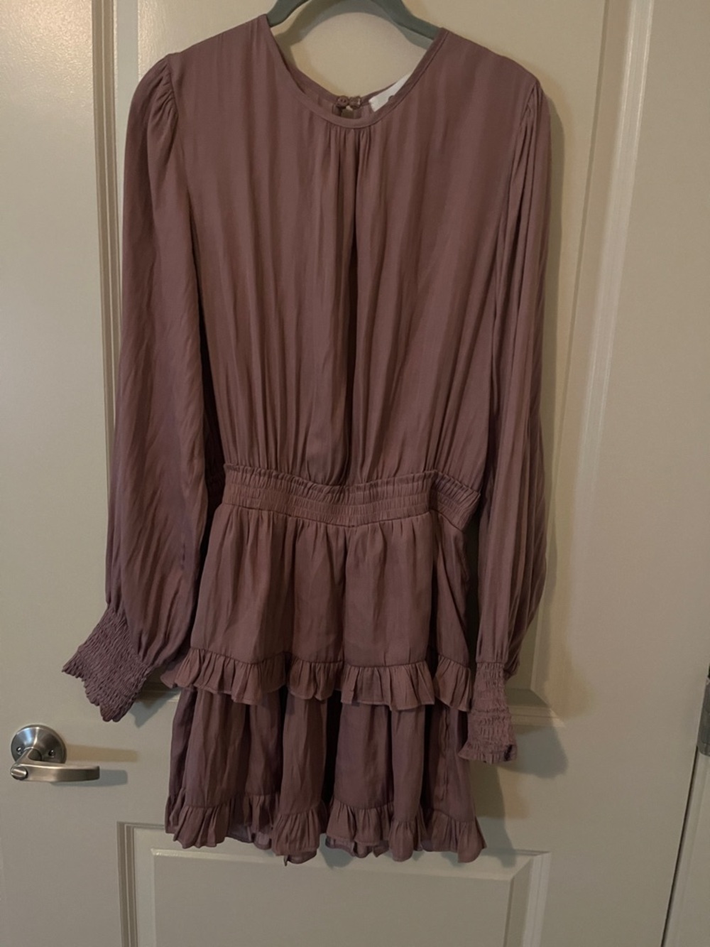 The Impeccable Pig Mauve romantic Ruffle Tiered Dress quiet luxury capsule